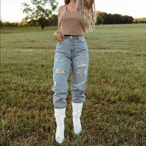 Kittenish Ansley Distressed Denim Joggers